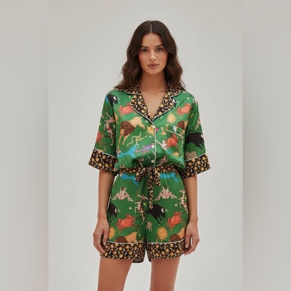 Mandalay and Co. Other - Green Constellation Print Home Shorts Two-piece Set
